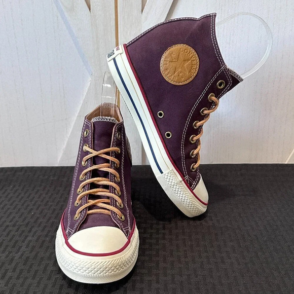 Converse Chuck Taylor Lux Mid Wedge Sneakers in Maroon - Picture 4 of 10